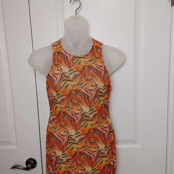 Zebra orange print mesh swim cover up - Picture 3 of 7